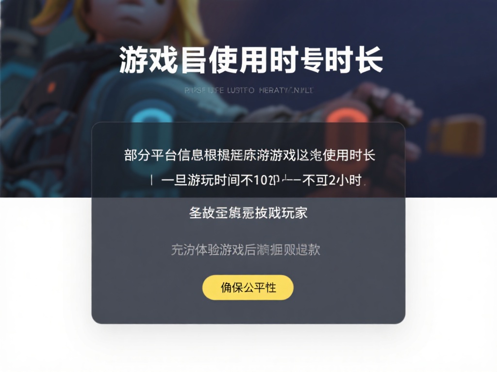 游戏使用时长：部分平台会规定游戏的使用时长，比如游